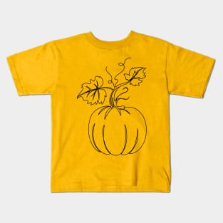 Continuous Line Drawing Pumpking Kids T-Shirt